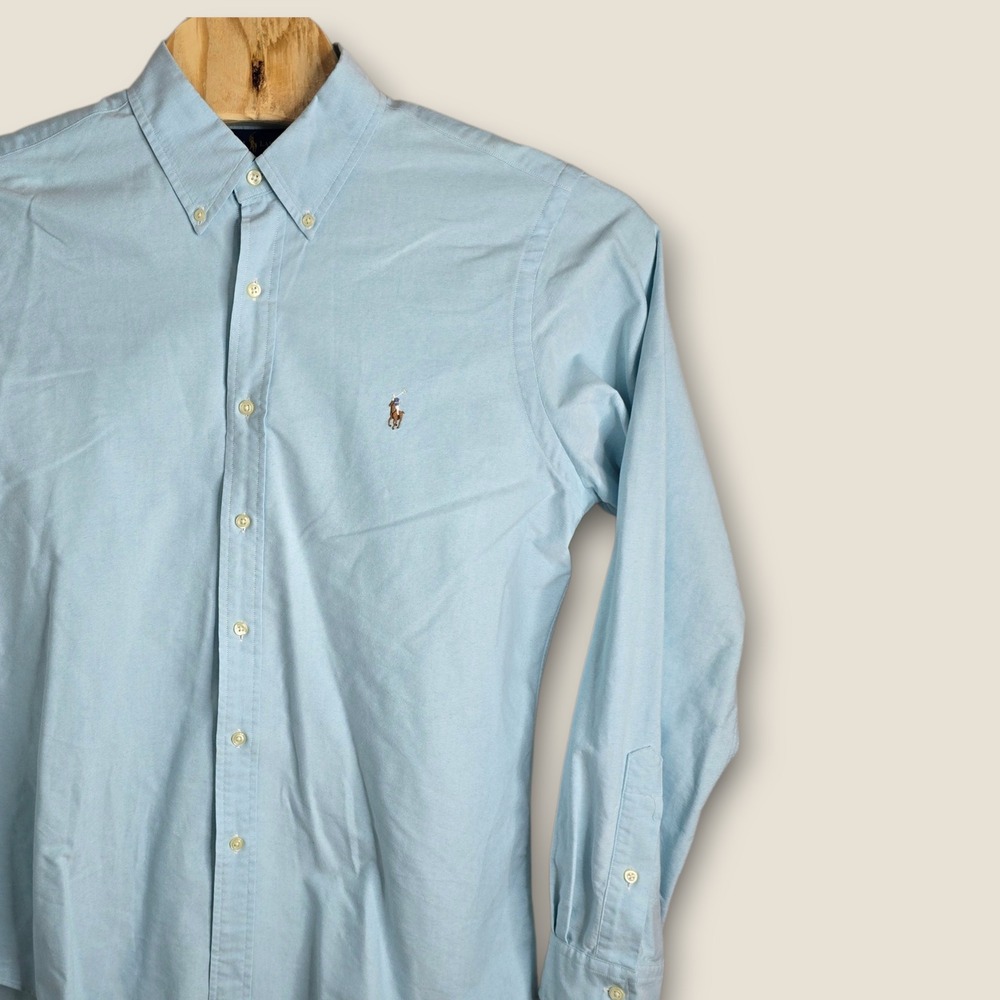 Ralph Lauren Men Light Blue Oxford Button Down Shirt Embroidered Pony Size L